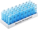 Daviky Monthly Pill Organizátor 2 krát denně, 30 den Pill Box AM PM s odděleným kontejnerem, Jeden měsíc Medicine případ dvakrát denně držet vitaminy, doplňky a léky (modrá)