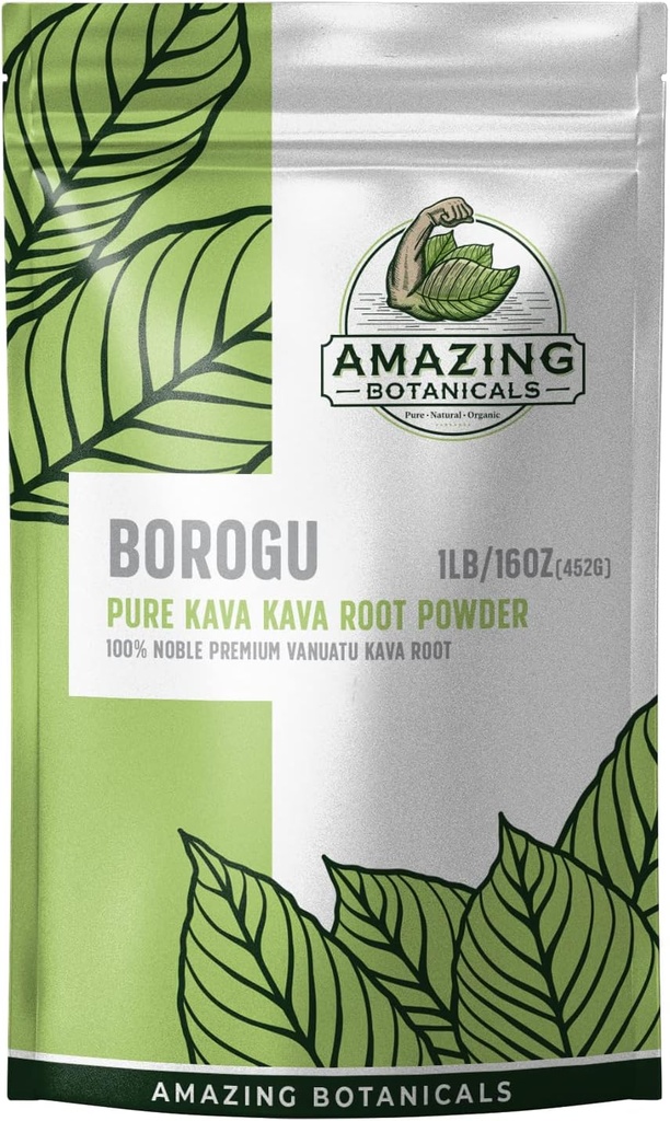 Amazing Botanicals Kava Root - Fresh Borogu Kava Root - 100% Noble Kava- Kava 16oz / 1lb, 1 libra sáček čisté čerstvé Vanuatu Kava Root