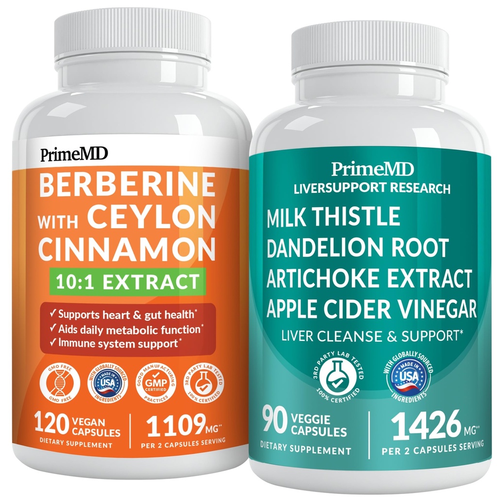 PrimeMD 21- in-1 Berberine dodatek s Ceylon Skořice, Chrom, hořký melon a zelený čaj extrakt (120 ct) &