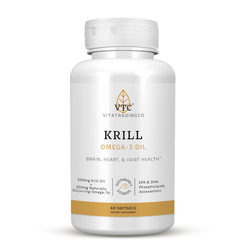 VTC VitaTradingCo. Krill Omega33 Oil Supplementary 124; 100mg Pure Antarctic Neptune Krill Oil (NKO) 124; EPA & DHA Astaxanthin 124; Brain, Heart, Joint & Eye Support Oil 124; 60 Softgels
