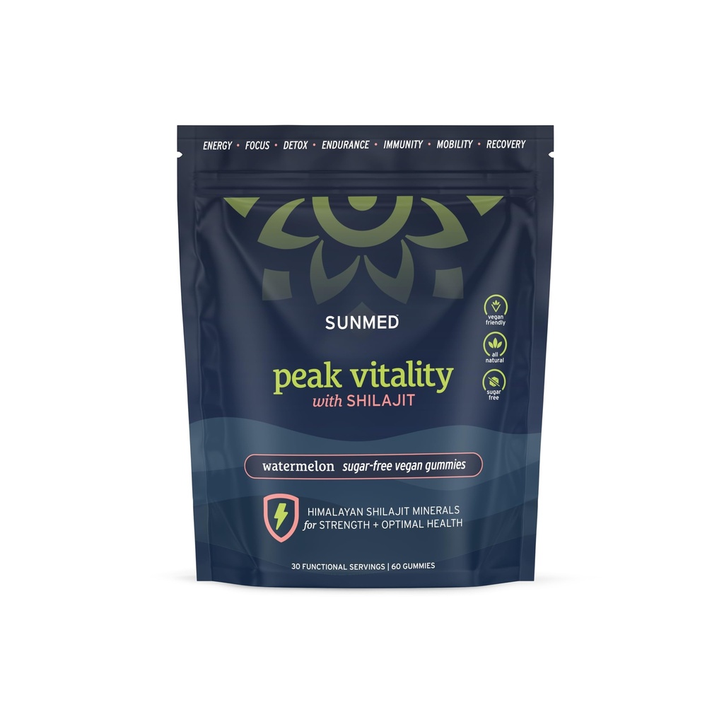 Vrchol Vitality Himalájské šilajitové gumy pro sílu, Energie a optimální zdraví - Sugar- Free, Vegan, All- Natural - Cognitive Focus, Recovery, Imunita - Meloun Flavor, 60ct
