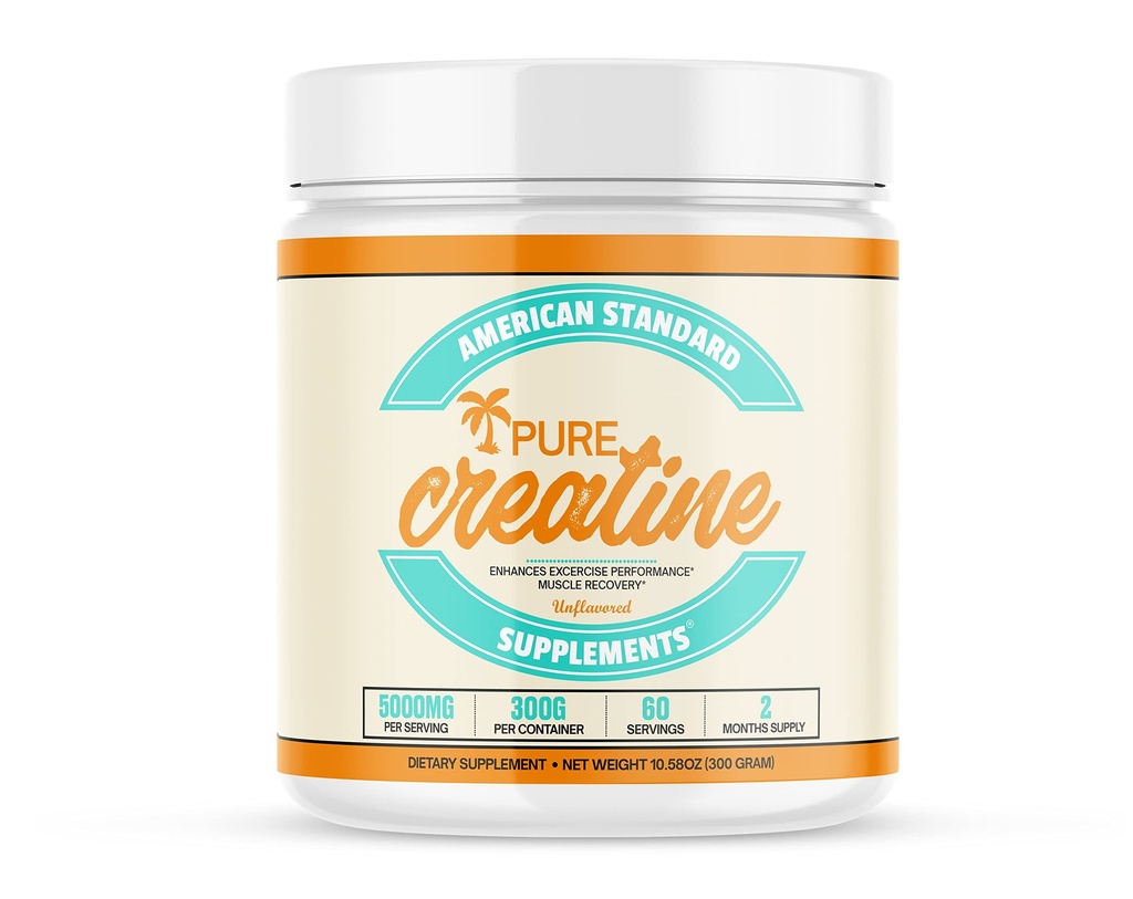 Americké standardní doplňky Čisté Creatin Monohydrát Mikronizovaný prášek - Mikronizované Creatin Monohydrát Prášek - Neochucený - 5000mg na Serving - 60 Služeb (300g)