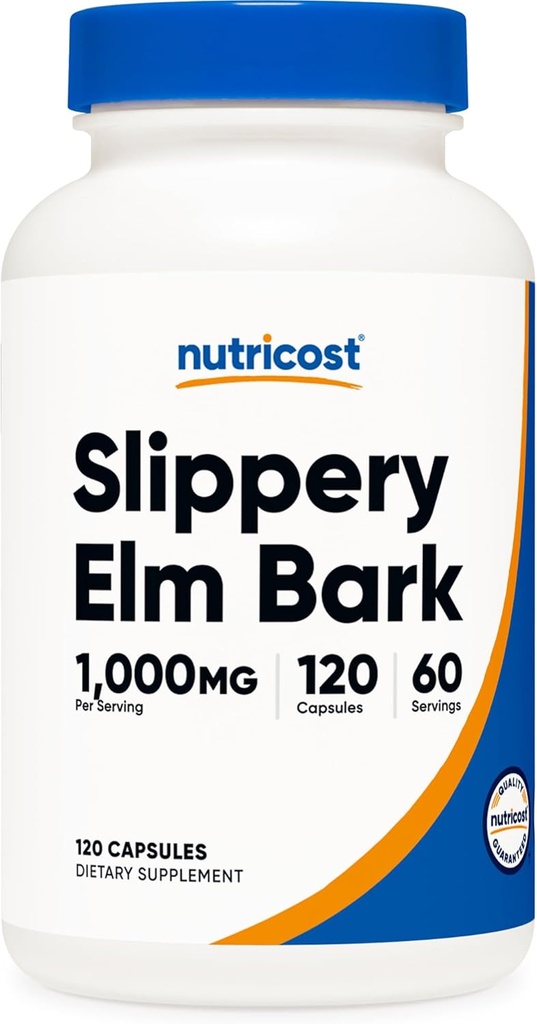 Nutricost Slippery Elm Bark Kapsle 1000mg Per Serving, 120 Kapsle - Non- GMO, Gluten Free, Vegetarian Friendly