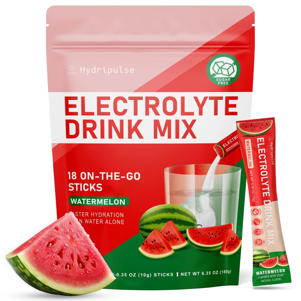 Electrolytes Powder Packets - Cukr zdarma, přirozeně ochucené, 10 Electrolyte & Vitamíny Electrolyte Drink Mix - Vodní meloun Flavors, Keto Friendly, Vegan, non-GMO, 18 Packets