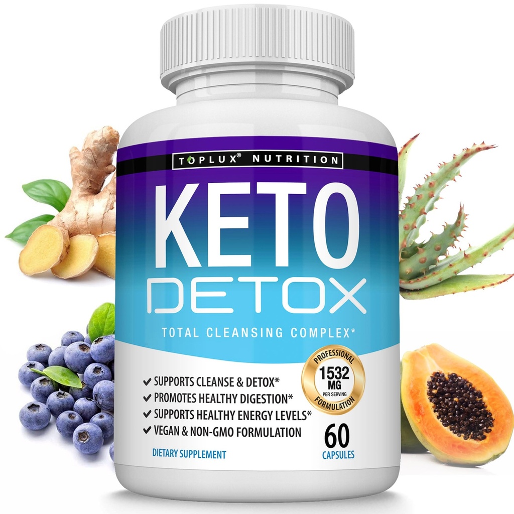 Topux Keto Detox Pills Advanced Cleansing Extract - 1532 Mg Přírodní Acai Colon Cleanser Formule, Flush Toxiny & Nadbytek odpadu, pro muže ženy, 60 Kapsle, dodatek