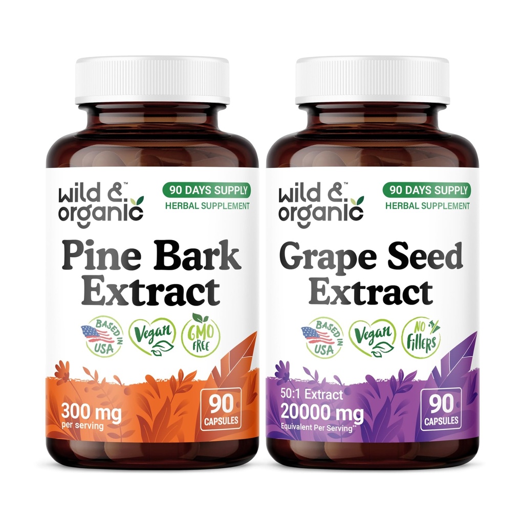 Wild & Organic Pine Bark Extract 90 Capsules & Grape Seed 90 Capsules
