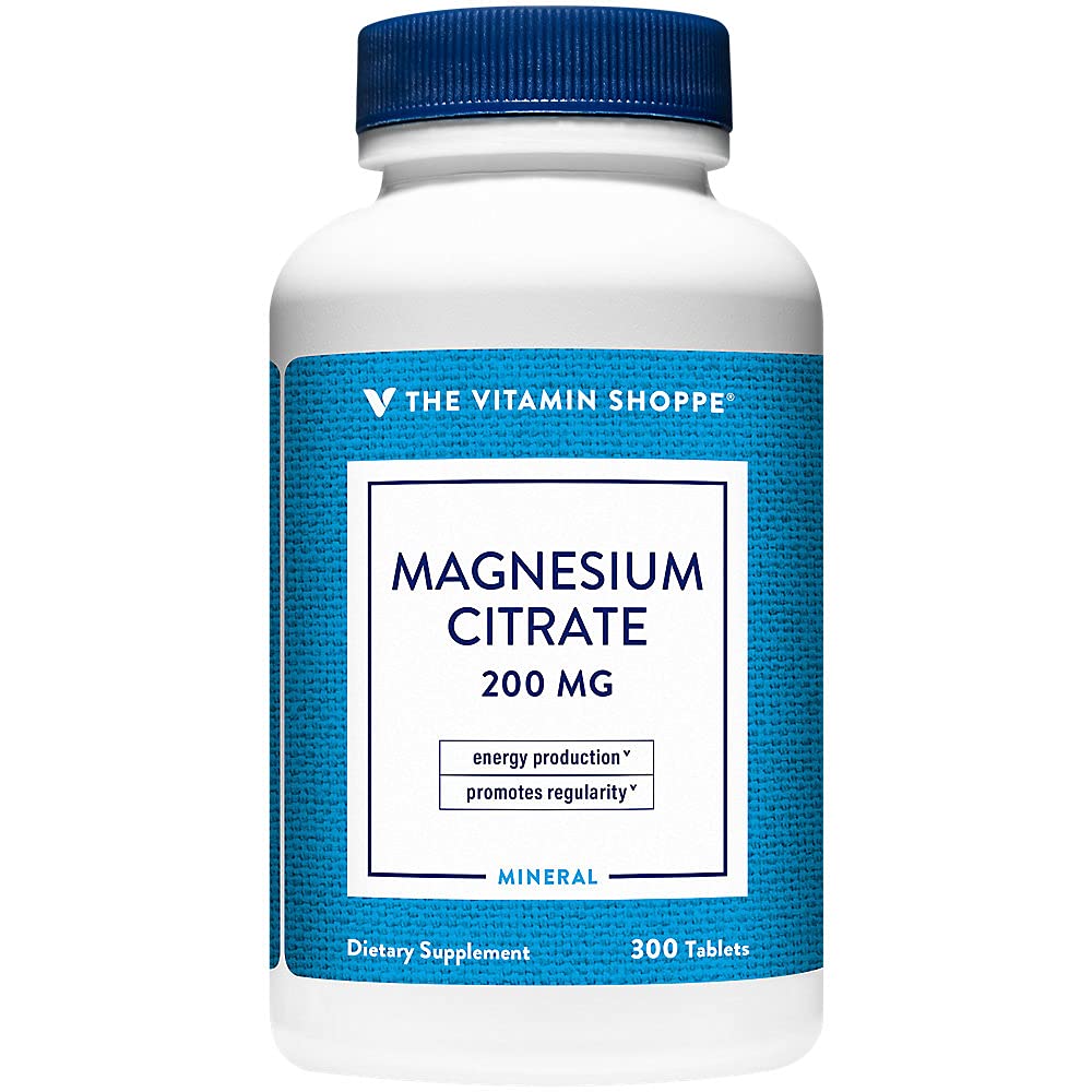 Vitamin Shoppe Magnesium Citrát 200mg tablety - pro efektivní svalovou relaxaci - podporuje Nerve, srdce, a svalové funkce při zvyšování výroby energie (300 tablet)