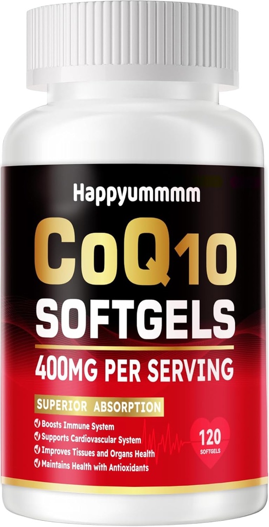 CoQ10-400mg- -Softgels s PQQ, Omega-3, Coenzym Q10 (Ubiquinone) Dodatek pro High- Absorpce, Powerful- Antioxidant, Podpora srdce & Energy- Production, 120 Servings.