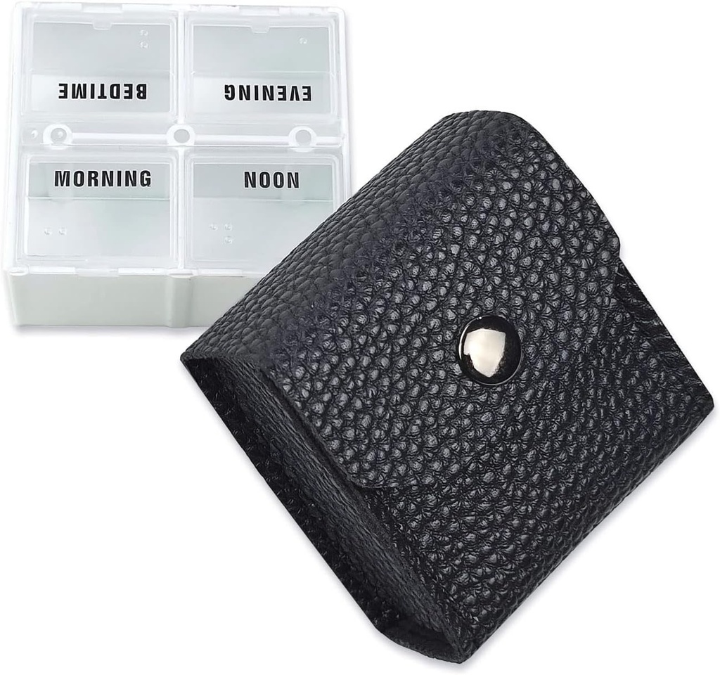 VoFOON Malý Pořadatel pilulek, Travel Pill Box pro kabelku, Kapesní Pill Container, 4 krát denně přenosné léky Vitamin Case, Rybí olej dodatek Box (4 Compartments, 4X-SU)