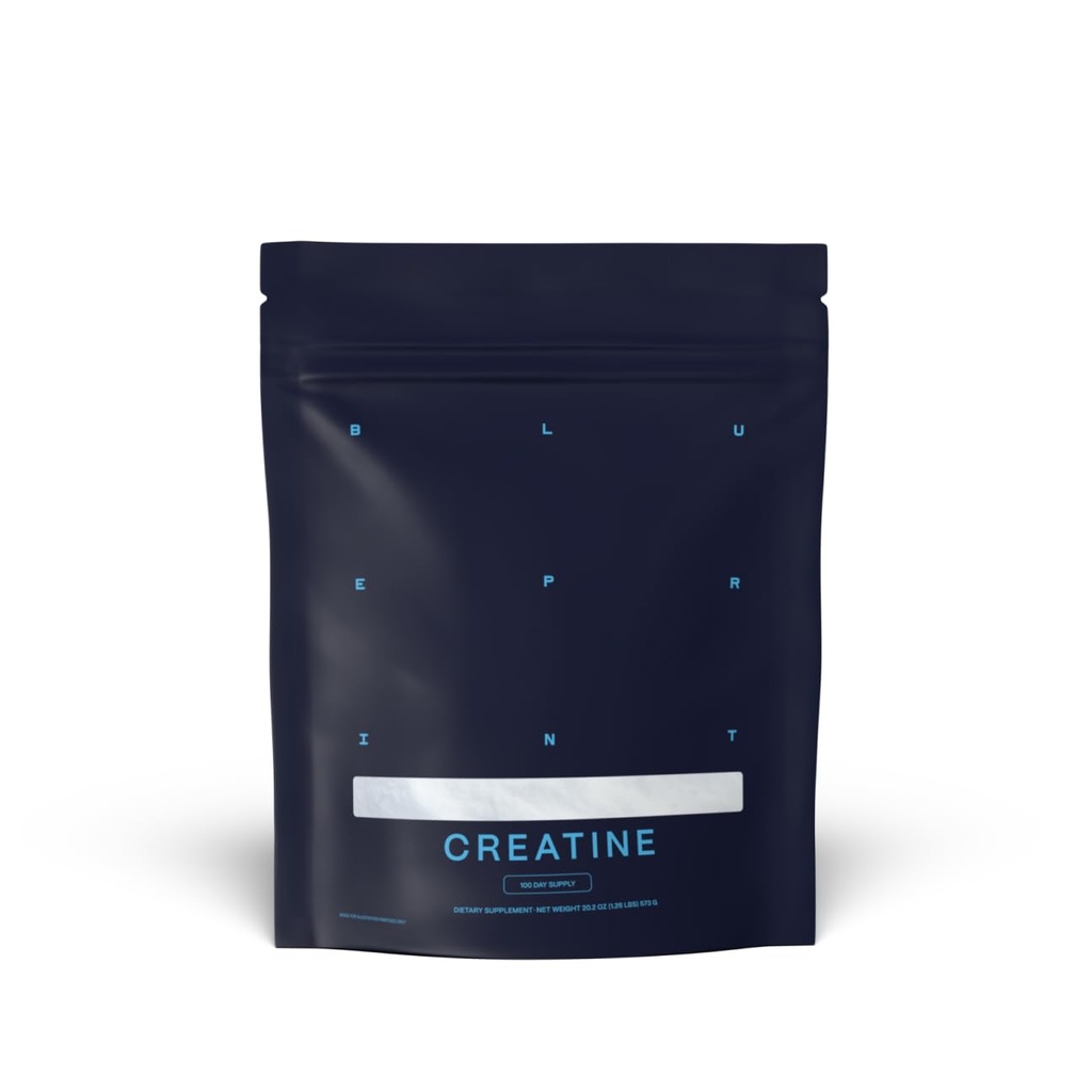 Blueprint Bryan Johnson Creatine Monohydrát Powder - Amino Acid Powder - Dodatek Podporuje růst svalů, obnovu, sílu a zaměření - Neochucené stvoření pro ženy a muže - 5g Dávka - 100 Služeb
