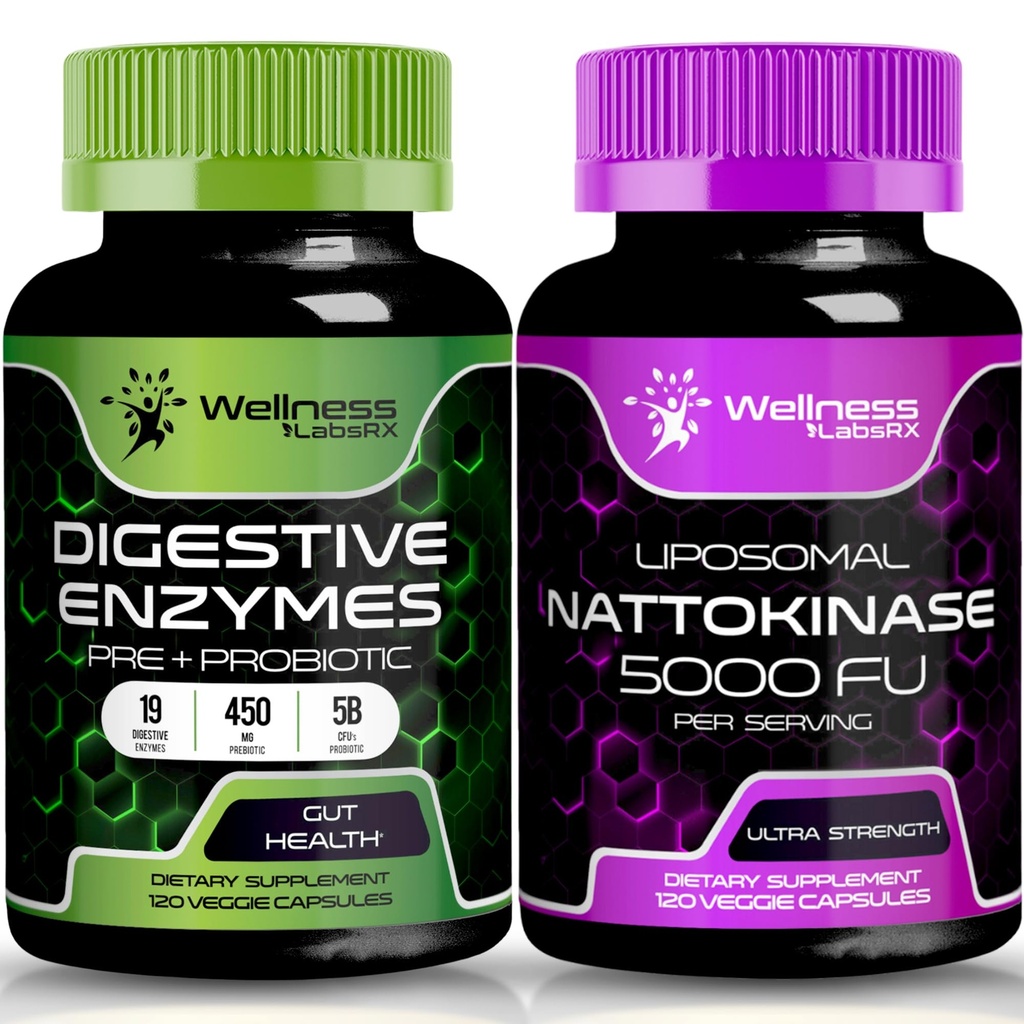 WELLNESS LABSRX Digestivní enzymy Kapsle CLAS124; Nattokináza Kapsle