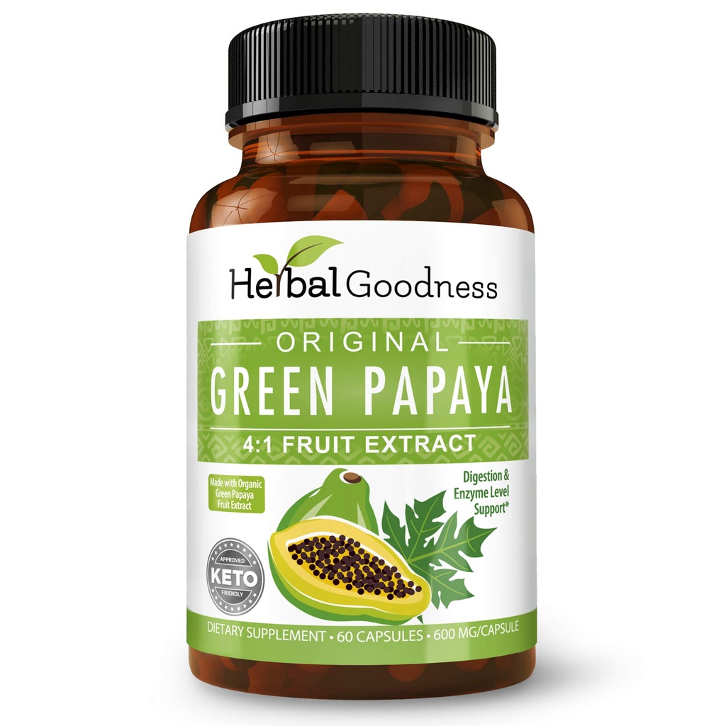 Zelená Papaya Ovoce Extract Kapsle - Organic Papaya Enzymy s Prebiotika a Probiotika pro trávicí zdraví - Super stravitelné Enzymy, Imunitní Support- 60 Kapsle, Made in USA