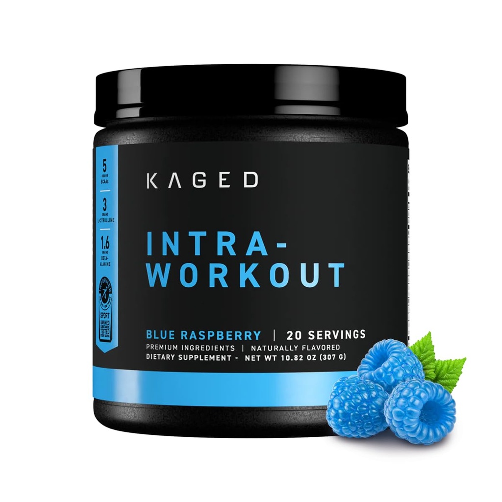 Kaged Intra- Workout Powder In- Kaged BCAA, L- Citrulline & Beta- Alanin pro Endurance 124mg Organic PurCaf Kokosový vodní prášek 20 Servings Blue Raspberry