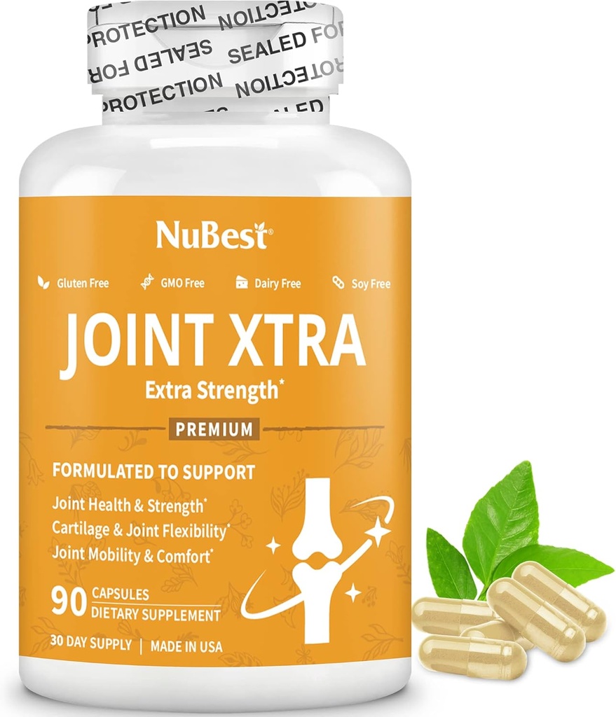 NuBest Joint Xtra - Společná podpora dodatek 124; Společný zdravotní vzorec s trojitou společnou silou - Glucosamine, Chondroitin, Turmeric, MSM 124; 1 měsíční dodávka
