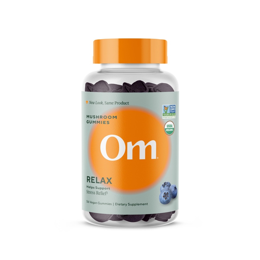Om Houba Superfood Relax Gummies - 28 Servings - Blueberry Reishi & Ashwagandha Gummies for Stress Relief, Relaxation & Mood Support