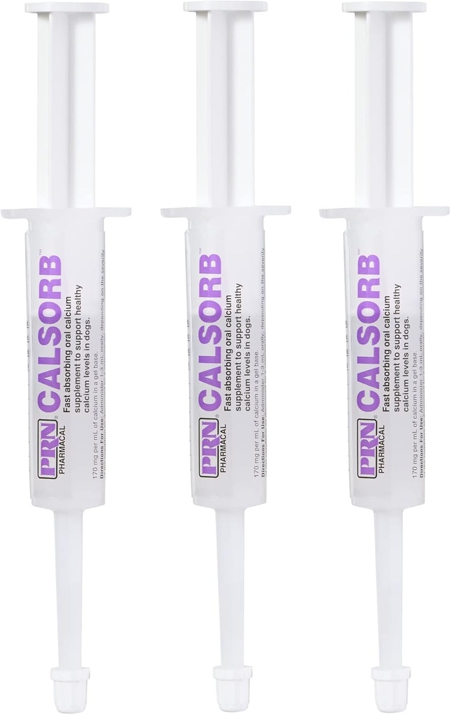 PRN Pharmaceutical Calsorb - Nutriční doplněk vápníku na pomoc udržet zdravé hladiny vápníku u psů - Gel- Based Dog Nutritional Supplemente in an Easy- to- Use Syrgie - 12 ml Syrgie (3 balení)
