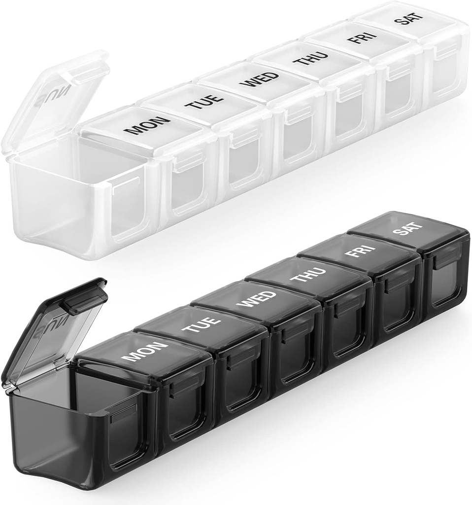 Sukuos Extra velký týdenní pilulka organizátor 2 Pcs, Denní Pill Box 7 Day Pill Případy pro léky, vitamíny, rybí oleje nebo doplňky, Snadno vyčistit
