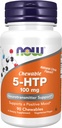 Nyní Potraviny doplňky, 5-HTP (5-hydroxytryptofan) 100 mg, neurotransmiter Support *, 90 Chewables