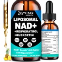 NAD dodatek, Liposomální NAD Nicotinamid Riboside Resveratrol 900mg Quercertation, TMG, Vitamin B3, High potency NAD Plus Tekutý dodatek pro buněčný regenerátor, dlouhověkost, energie, antiaging, Focus