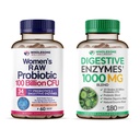 Zdravé Wellness Dr. Compicated Raw Probiotika pro ženy 100 miliard CFU + stravitelné Enzymy 1000MG Plus Prebiotika & Probiotika Dodatek Bundle