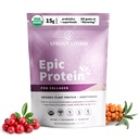 Sprout Living Epic Protein, Plant Based Protein & Superfoods Powder, Pro Collagen, Berry Berry 124; 15 Grams Organic Protein Powder, Vegan, Non Dairy, Non- GMO, Gluten Free, Nízký cukr (0.7 Pound, 12 Servings)