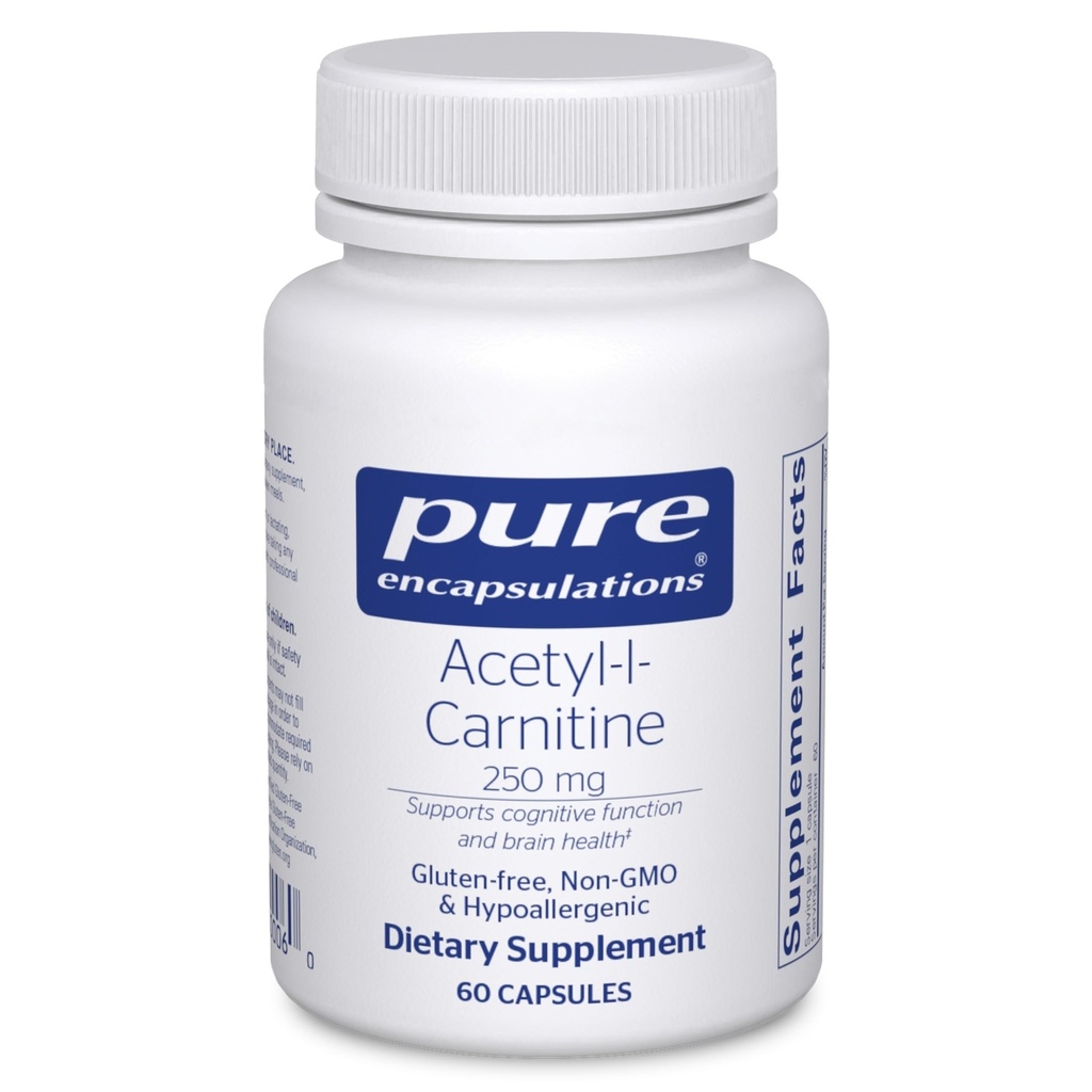 Čisté enkapsulace Acetyl- L- karnitin 250 mg - Paměť a dodatek k mozku - Podpora mozku a zaměření * - Gluten Free & Non- GMO - 60 Kapsle