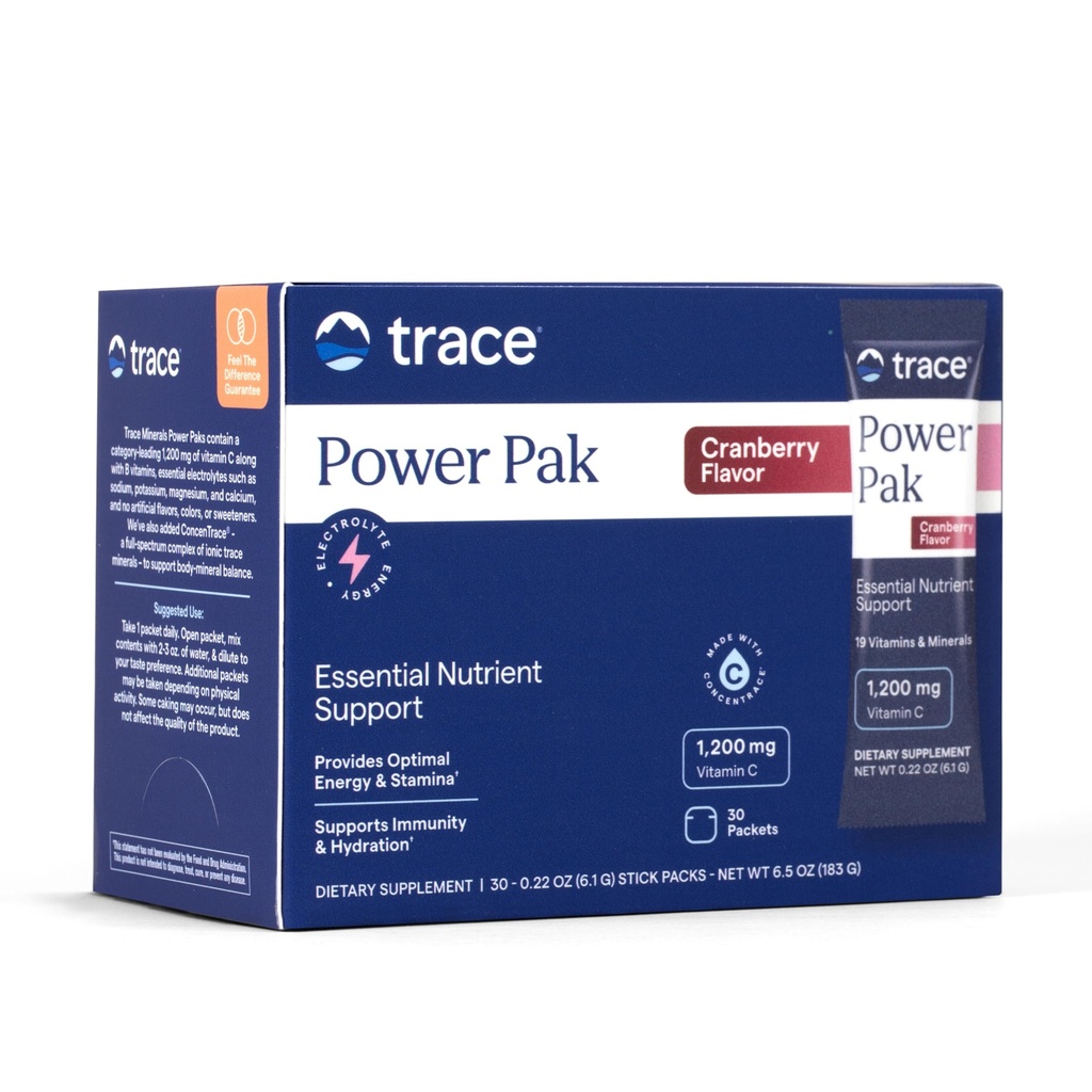 Stopa Minerály Power Pak Multivitamin a Multimineral Packets - Electrolyte Support - 1200 mg vitaminu C plus 70 + Stopa Minerály - Cranberry Flavor - 30 Packets