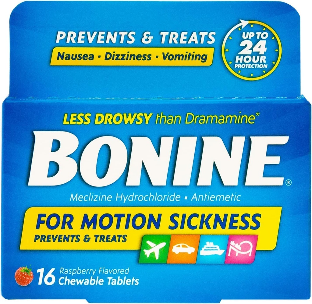 Bonine Chewable Tablets Raspberry 16 ea (Pack of 5)