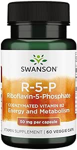 Swanson R-5-P (Riboflavin- 5-Fosfát) - vitamín B2 dodatek k podpoře energie, metabolismus a vize zdraví - přírodní wellness vzorec - (60 Kapsle)