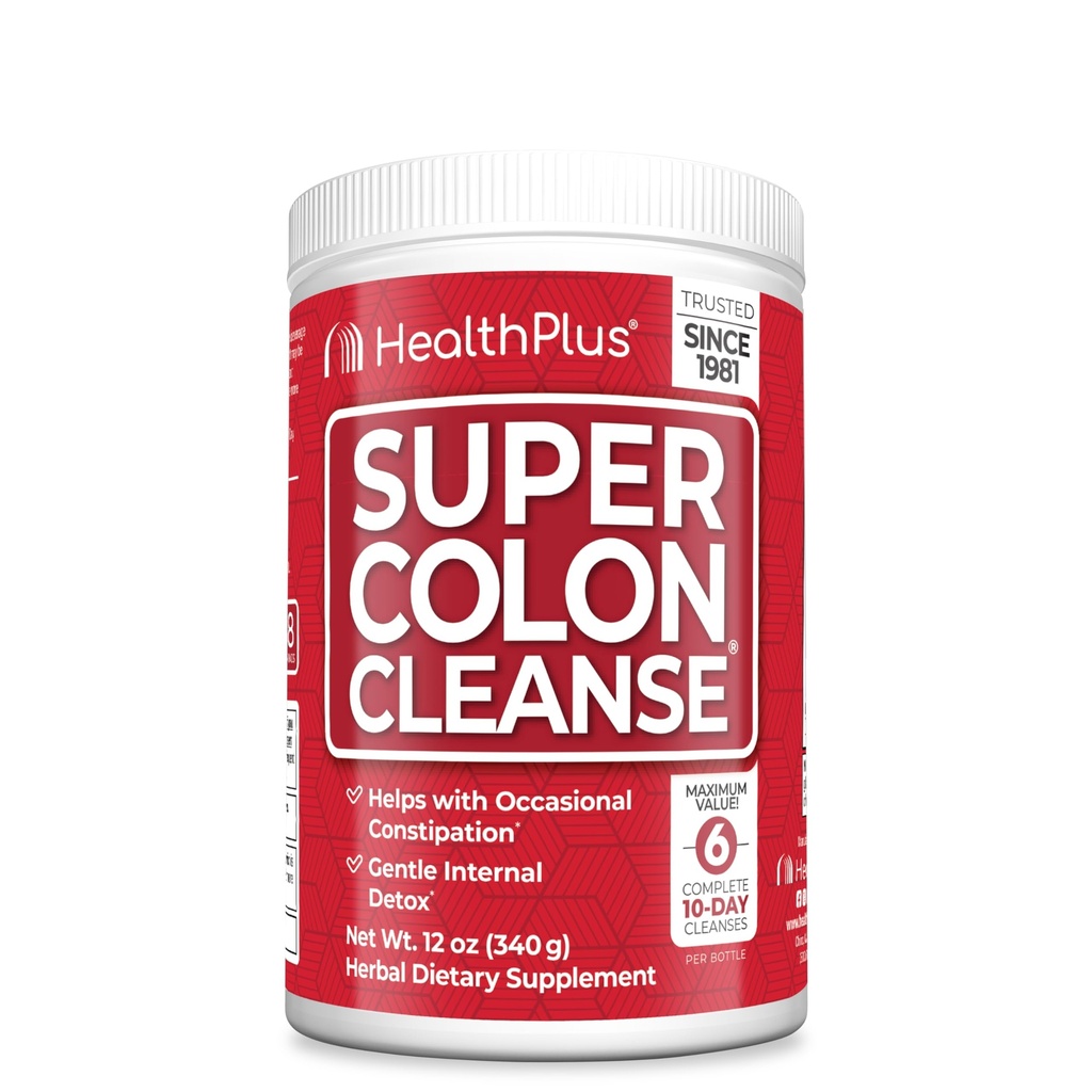 Zdraví Plus Super Colon Cleanse, 12 oz Powder, 68 Servings - Přírodní detox, Stravovací zácpa Relief, Gentle Gut Cleanse s Psyllium Husk & Senna Leaf