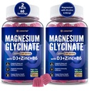 Glycinát hořečnatý 500 mg / 250mg pro dospělé dospívající - plus D3, B6 & zinek - Glycinátové gumy hořčíku, vysoká absorpce - podpora relaxace, mozku, kostí a imunity - bez cukru - 120 Cts