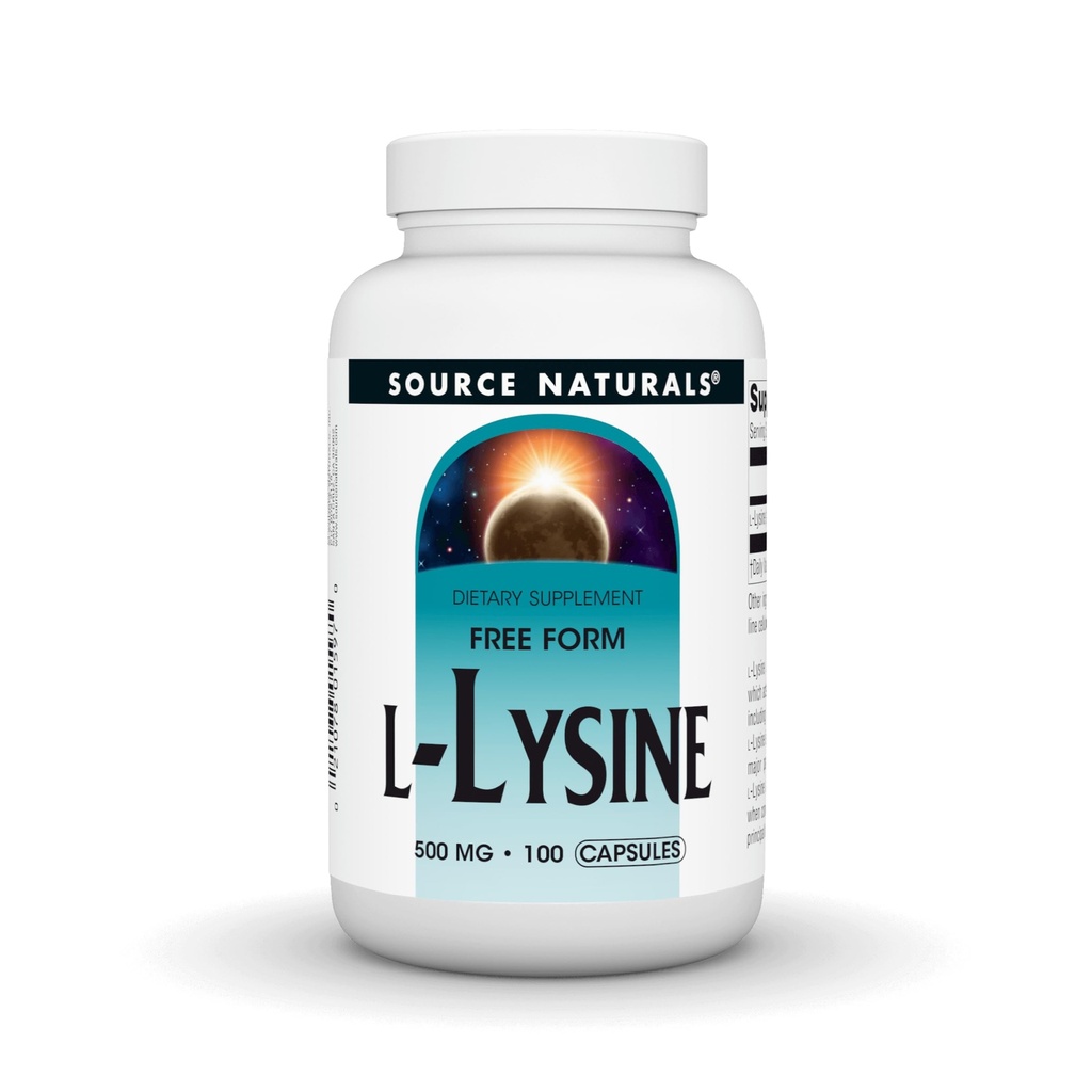 Zdroj Naturals L-Lysin Free Form -Amino Acid Supplement podporuje energetickou tvorbu a kolagen - 100 Kapsle