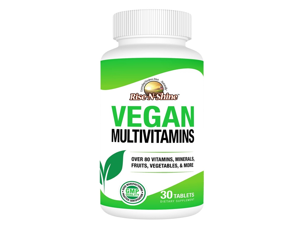 Rise- N- Shine Vegan MultiVitamíny Kompletní denně MultiVitamin a multiminerální pro muže a ženy s více než 80 Vitamíny, Minerály, Ovoce, Zelenina a více než 30 Počet