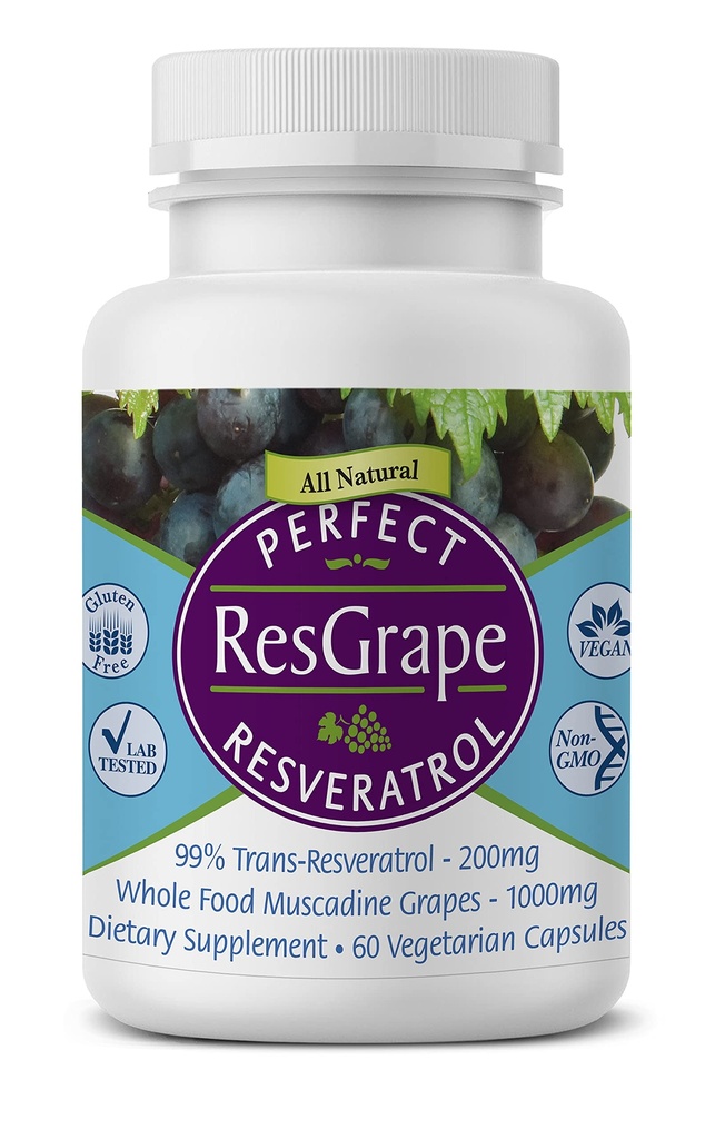 Perfektní doplňky - Perfect ResGrape Resveratrol - 60 Veggie Kapsle - Trans- Resveratrol & Organic Muscadin Grape