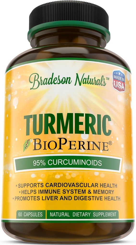 Kurkumin s BioPerine 1500mg - Přírodní a zdravá zánětlivá podpora s 95% standardizovanými kurkuminoidy pro potenci a absorpci - 60 tobolek s Black Pepper