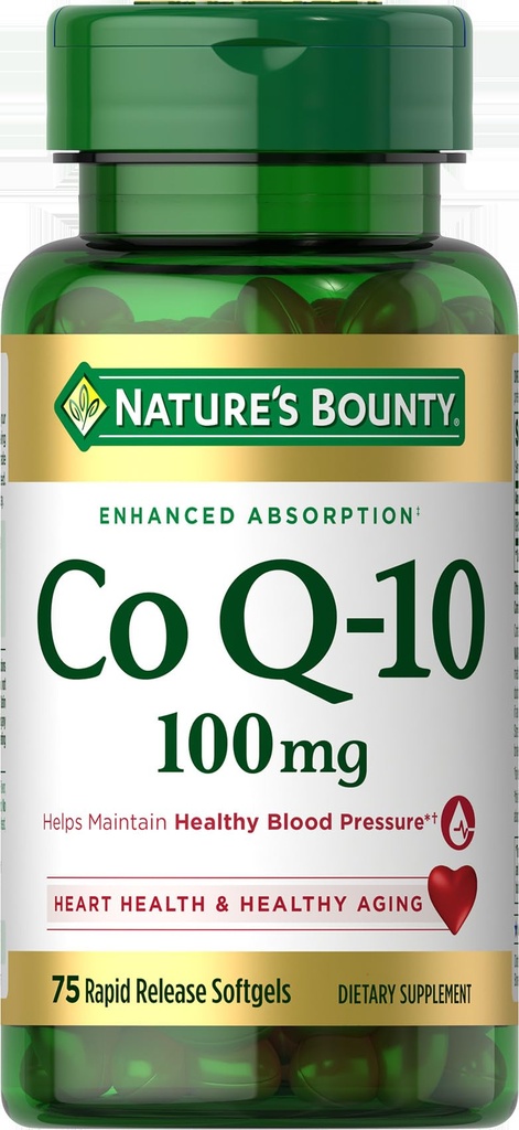 Příroda je Bounty CoQ10, pomáhá udržet zdravý krevní tlak, 100 mg, rychlé uvolnění Softgels, 75 Počet