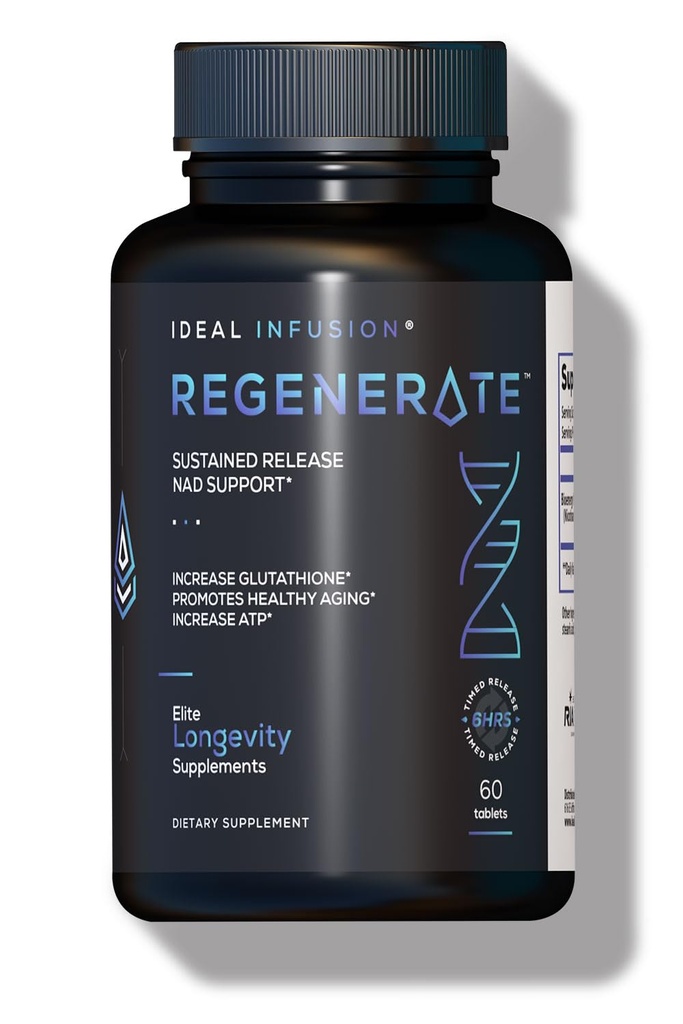 Regenerovat Setrvalá verze dodatek pro NAD & NR biosyntéza, zvýšení ATP, NAD +, Glutathione: Kardiovaskulární zdraví a svalová vitalita (60 Služeb) Vegan