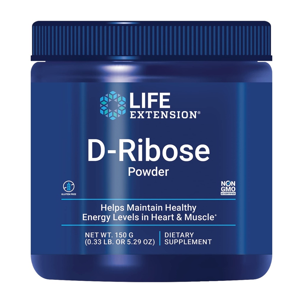 Life Extension D- Ribose Powder, Rozpusťte v kapalné povzbudit tvorbu a podporu buněčné energie srdce a svalů zdraví, gluten- Free, Non- GMO, Vegetariánské, 150 Grams