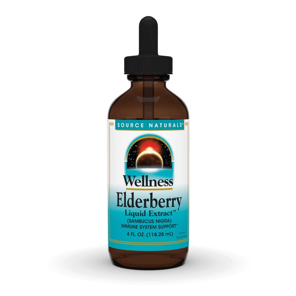 Zdroj Naturals Wellness Elderberry Liquid Extract, pro podporu imunitního systému * - Sambucus nigra - 4 Fluid oz