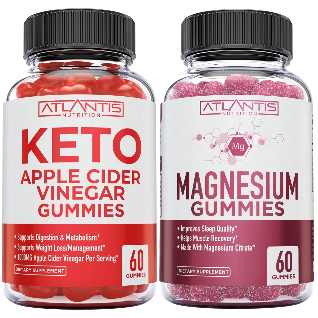 60 Keto jablečné octové gumy Pokročilé váhové ztráty + 60 Magnesium gumy Formualted s 770 MG Magnesium Citrát.