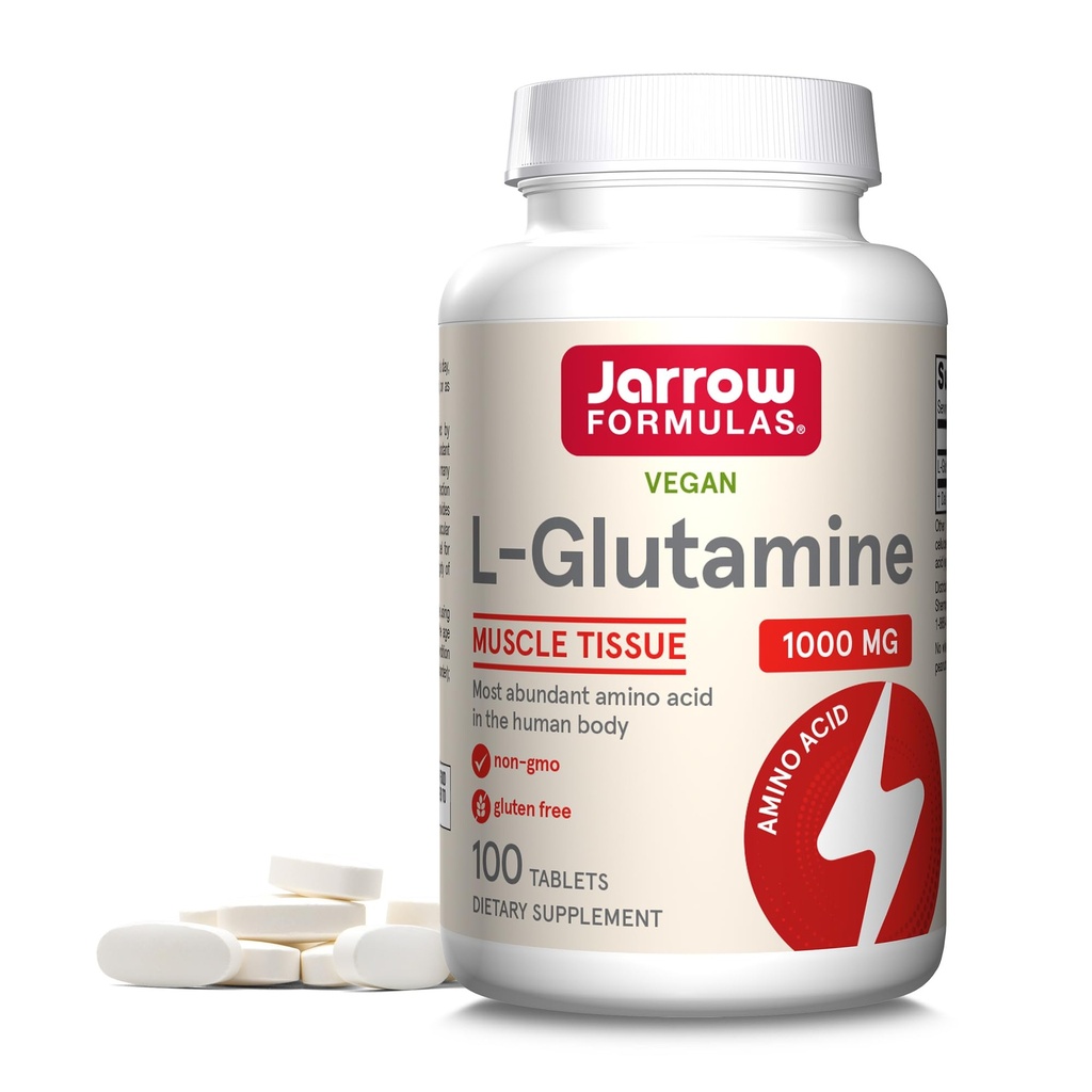 Jarrow Dispersas L- glutamin 1000 mg, dodatek stravy pro svalovou tkáň, multifunkční aminokyselina, imunitní podpora, 100 Easy- Solv tablety, 50- 100 denní zásobování
