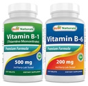 Nejlepší Naturals Vitamin B1 jako Thiamin Mononitrát 500 mg & Vitamin b6 200mg