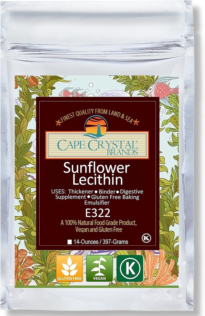Cape Crystal Sunflower Lecithin Powder, 100% přírodní a gluten- Free. Je to Vegan, Non-GMO Alternativa k Soy Lecithin Powder (14-oz.)