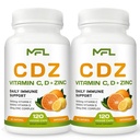 2 Pack, C D Z CZ124; Vitamin C, 1000mg CZ124; Vitamin D3, 125mcg CZ124; Zinek, 25mg CZ124; Non- GMO & gluten zdarma CZ124; 240 Služení