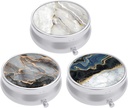 3 Pack Pill Box, Malé Pill Pouzdro pro Purse & Pocket, Roztomilý Pořadatel Travel Medicine, Přenosná medicína Kontejner Držák držet vitamíny, Léky, Rybí olej a dodatek, Abstract Art Marble