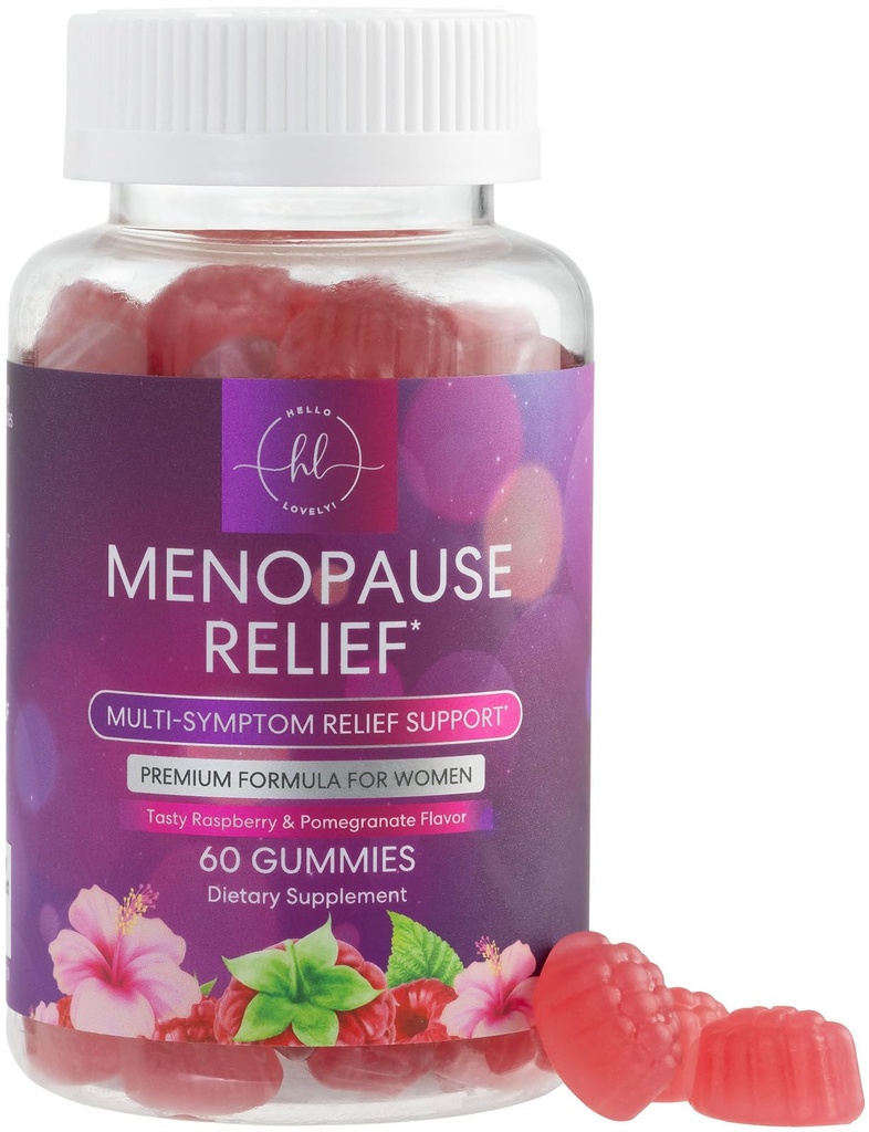 Menopauza Doplňky pro ženy - Kompletní přírodní mírné horké návaly & noční pocení podpora, Multi benefit Menopauza Relief Gummy, Podpora rovnováhy a energie, gluten- Free & Non- GMO - 60 Gummies