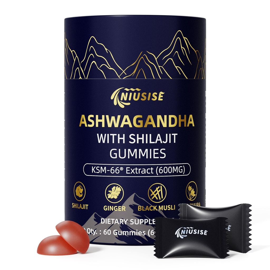 Ashwagandha Gummies s Shilajit 300mg pro ženy a muže, nulový cukr ashwagandha Doplňky s Maca kořenový prášek 124; Organic ashwagandha Extra síla pro zvýšení energie 60 Gumy