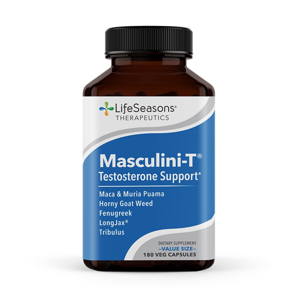 LifeSeasons Masculini-T - Testosteron Supplement - Zvyšuje psychické a fyzické aspekty sexuální a atletické výkonnosti - Podporuje normální erektilní funkce - Zlepšit libido - 180 Kapsle