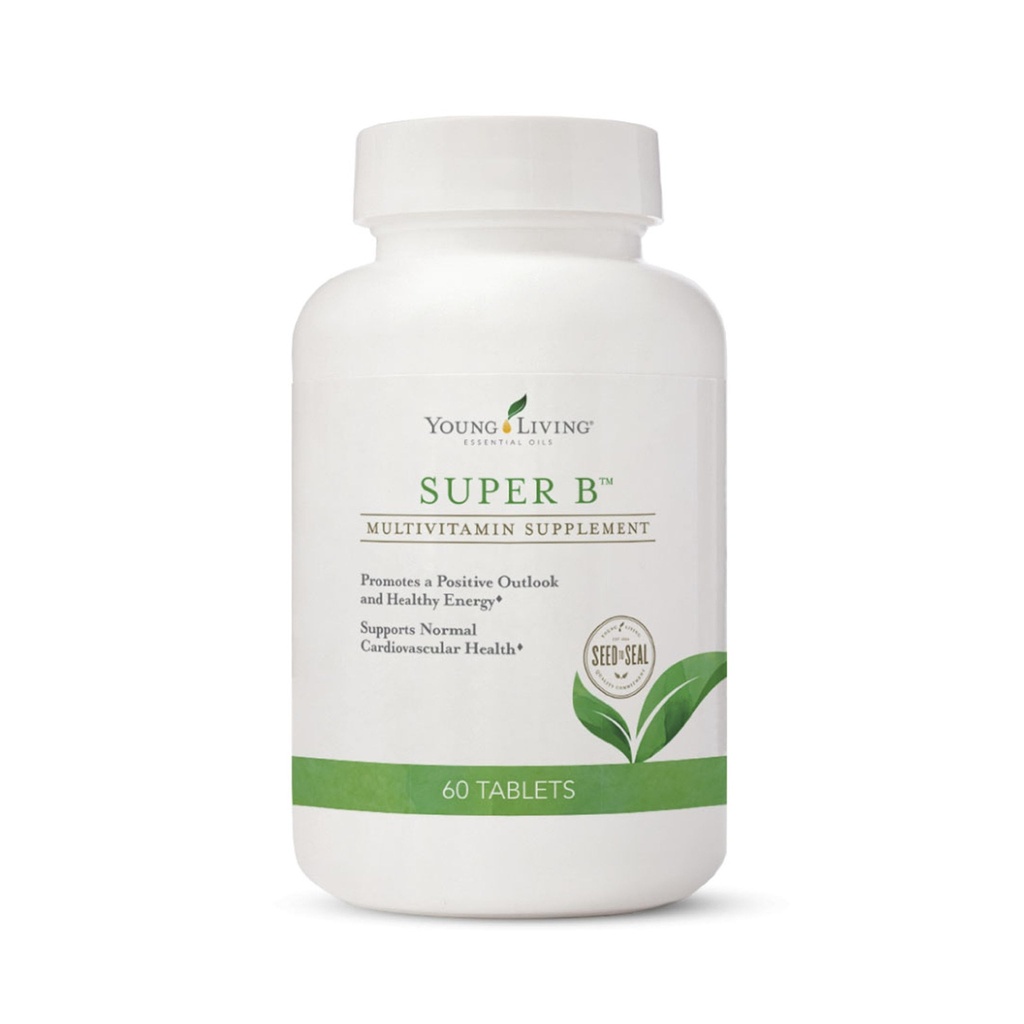 Mladá žijící Super B tablety, 60- Počet Lahvička 124; B Vitamíny & Minerály 124; Podporuje zdravé energetické hladiny CLAS124; Keto- Friendly CLAS124; Přírodní folátový zdroj 124; Obsahuje vápník, hořčík, a vitamín B6