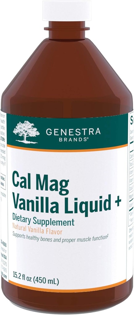 Genestra Brands Cal Mag Vanilla Liquid + CALCIUM 124; Calcium- Magnesium Supplement CAL124; 15.2 fl. oz.